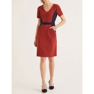 Boden Midi Dress Women's 4 Color Block Midi Navy Maroon Knit Zip Back NWT